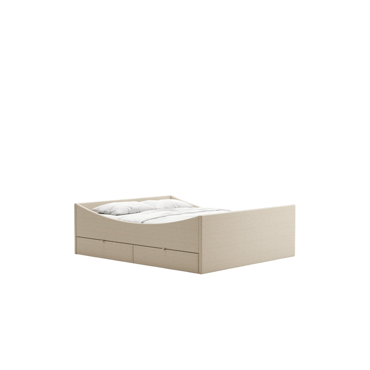 Rye Sleep Curved Bed Frame With 4 Drawers 200x210 Light Beige